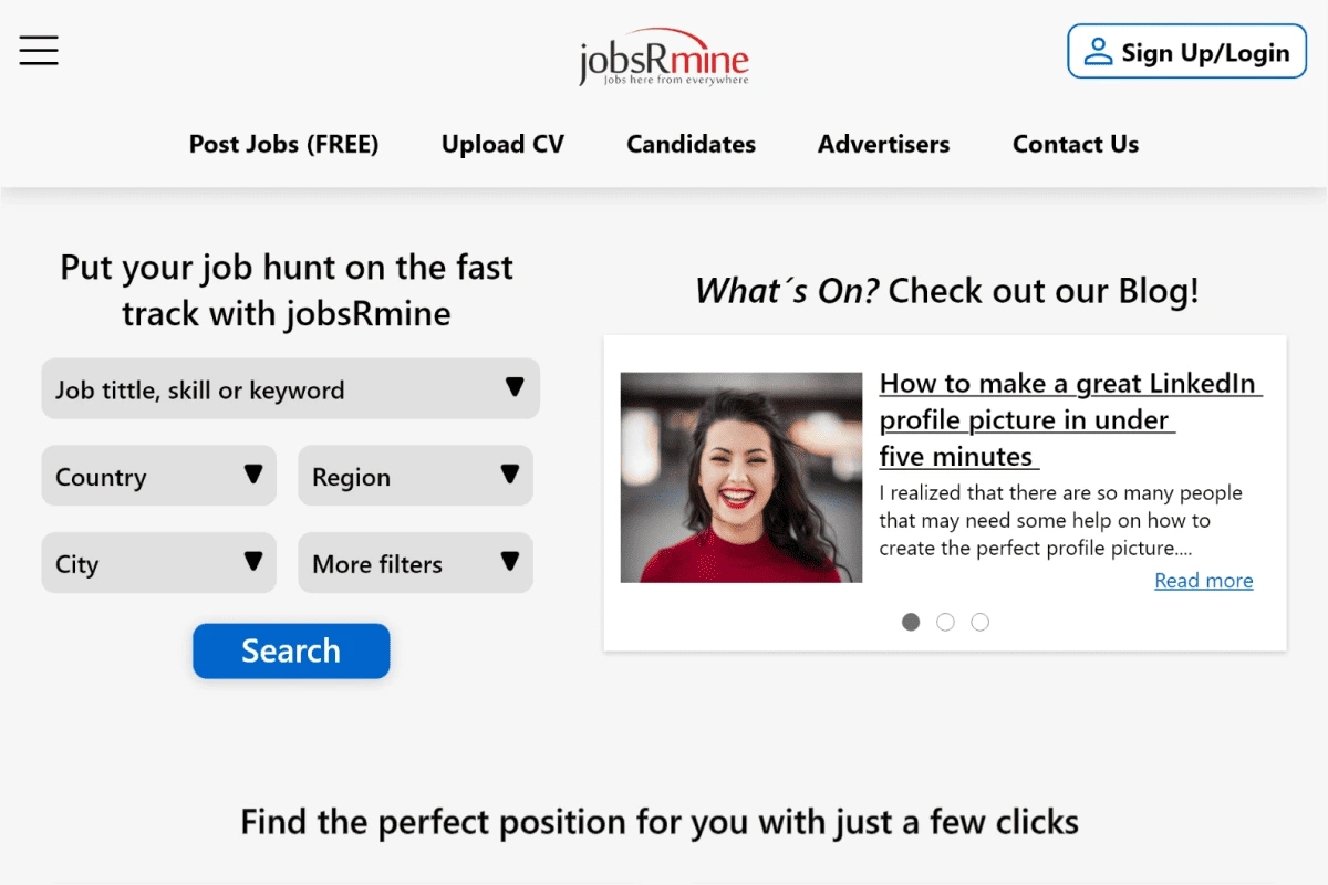 Imagen muestra de página web jobsRmine